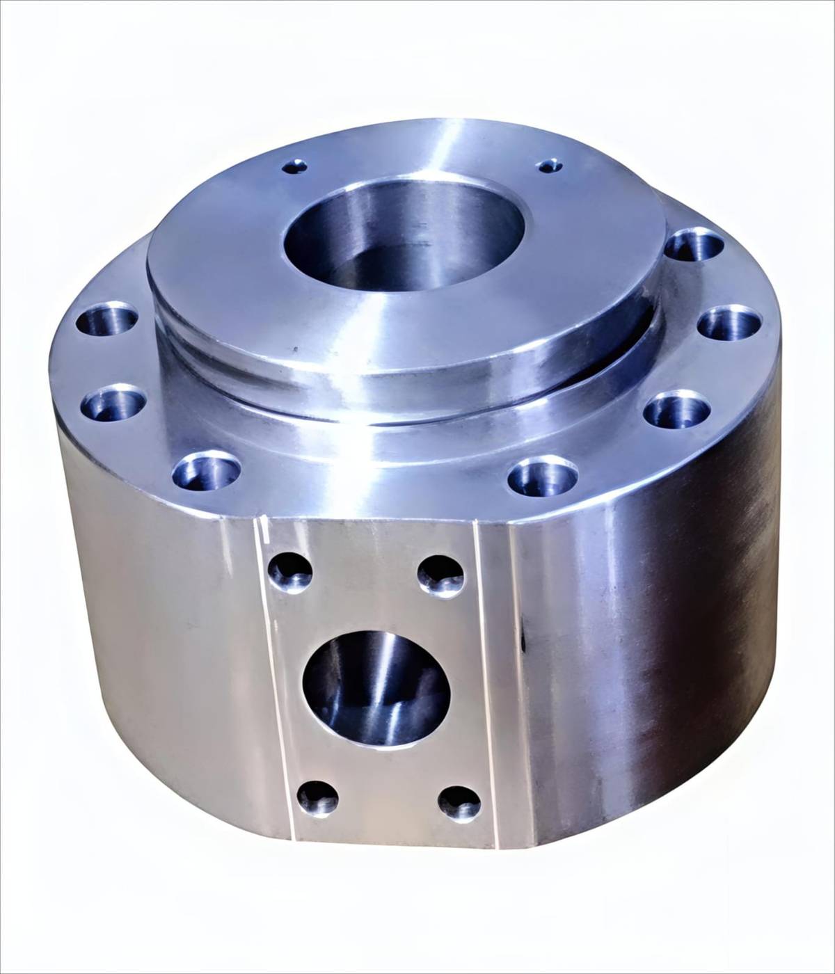 Large Cylindrical Flanged Housing – Multi-Hole